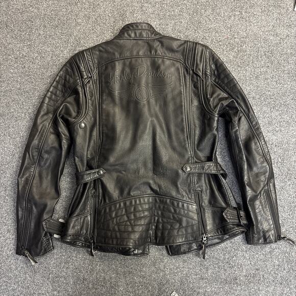Harley Davidson Women's XL 100% Genuine Leather Motorcycle Jacket Embroidery - Picture 11 of 15